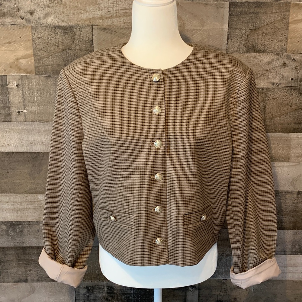H&M Houndstooth Jacket with gold buttons Size M - Picture 15 of 16